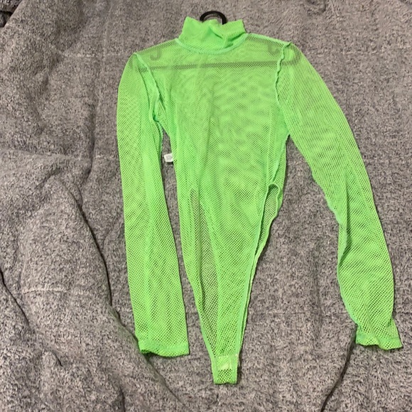 Neon green fishnet bodysuit - Picture 1 of 3
